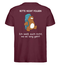 Lade das Bild in den Galerie-Viewer, Nicht folgen Rücken Bär - Premium Organic Shirt UNISEX - S /
